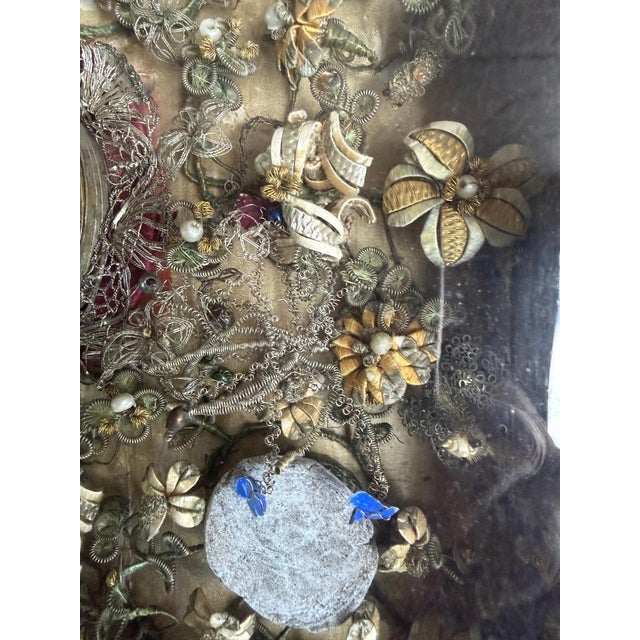 18th Century Framed Reliquary, Wax Medallions, Saint Relics, Austria For Sale - Image 9 of 9