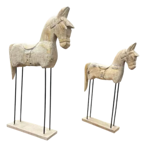 Decorative Wooden Horse Sculptures (Pair)
