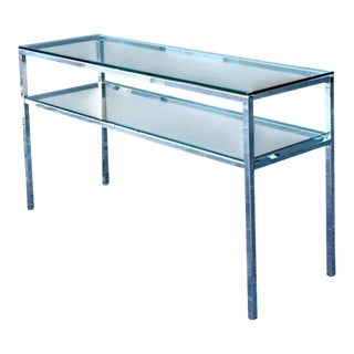Vintage Chrome and Glass Console Table For Sale
