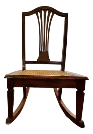 Vintage Cane Seat Rocking Chair in British Colonial Style