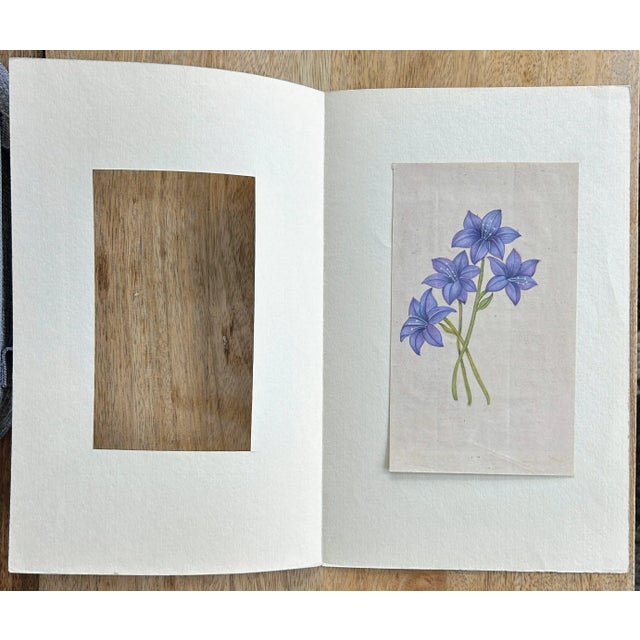 Indian Vintage Indian Mugal Violet Art Flower Painting For Sale - Image 3 of 9