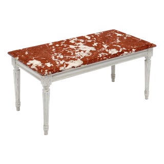 Louis XVI Style Coffee Table With Rouge Royal Marble Top For Sale