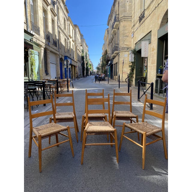 Vintage Turned Wood Chairs with Straw Seats by Yngve Ekström, 1950s, Set of 6 For Sale - Image 8 of 15