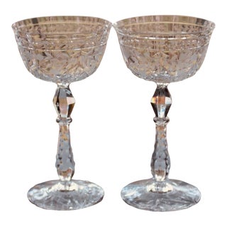Antique Crystal Champagne Toasting Glasses- a Pair For Sale