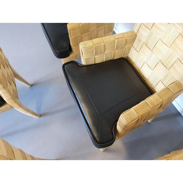Block Island Cane Chairs with Leather Seats by John Hutton for Donghia / Set of 6 For Sale - Image 5 of 18