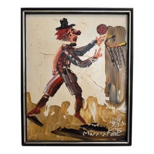 1980 Morris Katz (1931–2010) Original Oil Painting Clown Impasto Palette Knife