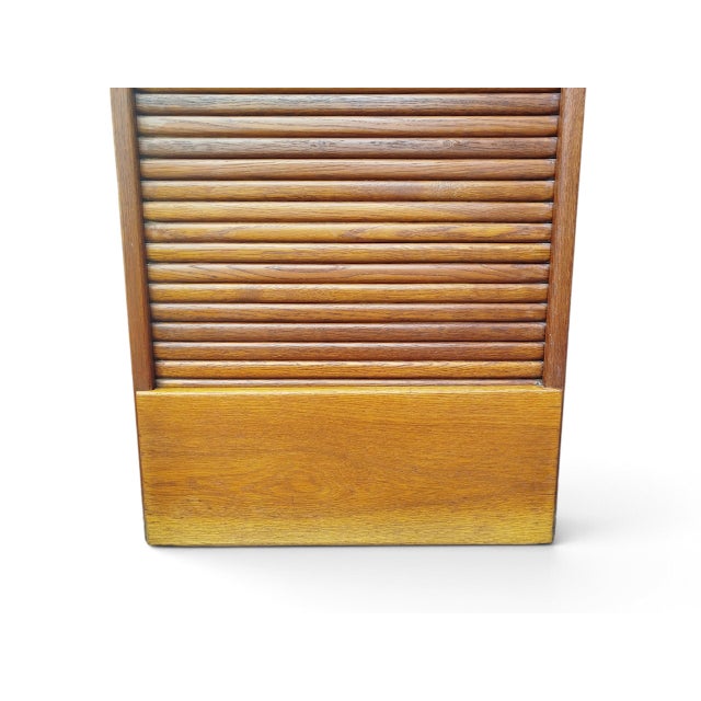 Antique Danish Oak Tambour Archive Cabinet from S.M.V. Silkeborg, 1920s For Sale - Image 9 of 10
