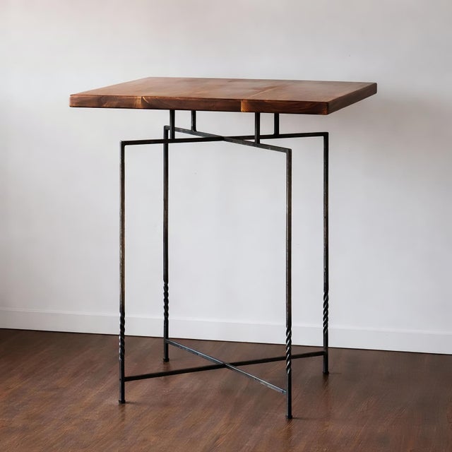Wood Narrow Side Table, Solid Black Walnut End Table, Handmade Small Side Table With Steel Base For Sale - Image 7 of 10