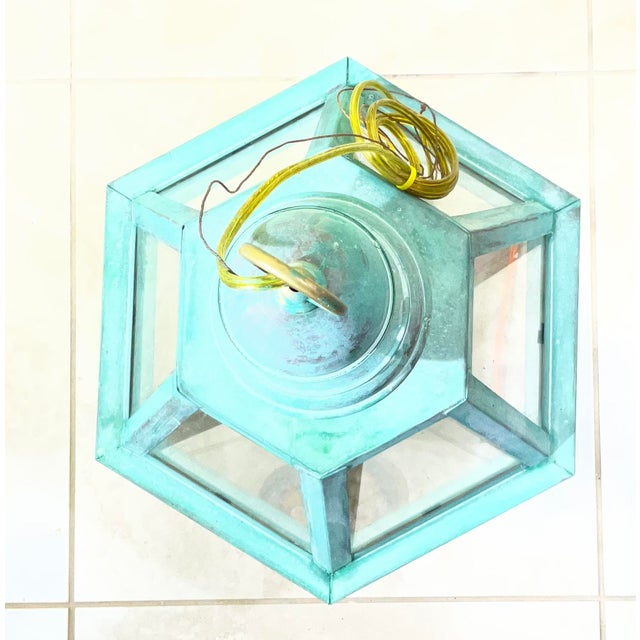 Large Single Solid Copper Hanging Lantern. 27” X 16” For Sale - Image 11 of 15