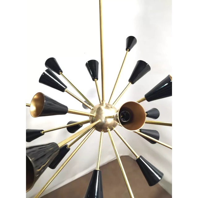 Black Sputnik Brass Ceiling Lamp, 1950s For Sale - Image 8 of 9