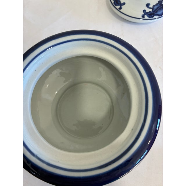 Blue Vintage the Bombay Company Blue and White Lidded Dish For Sale - Image 8 of 10
