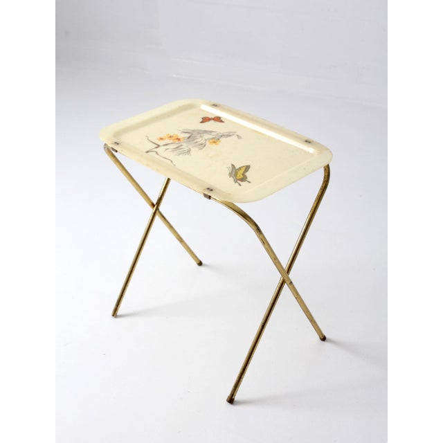 Metal Mid-Century Folding Tv Tray Table With Butterfly Motif For Sale - Image 7 of 18
