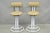Vintage Postmodern Memphis Style White Tubular Metal Swivel Bar Stools by Cal-Style - a Pair. Circa Late 20th Century....