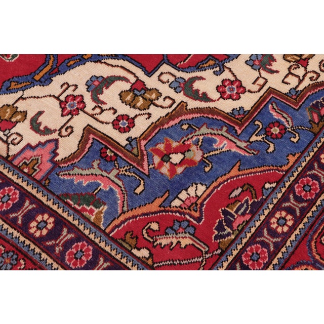 Art Nouveau Persian Vintage Tabriz Red/Purple Wool Rug - 8'6'' X 12'10'' For Sale - Image 3 of 10