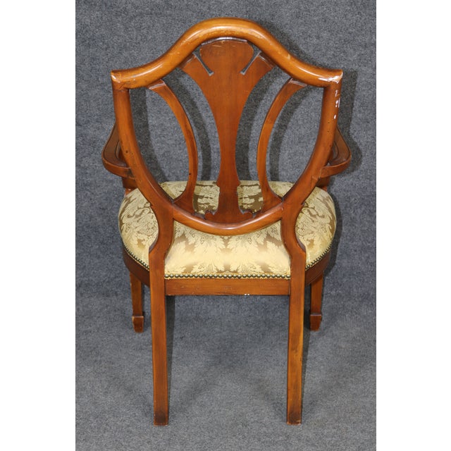 Late 19th Century Antique 19th C. English Adams Style Satinwood Armchair, Silk Damask Upholstery For Sale - Image 5 of 11