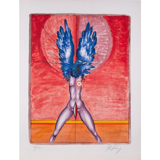 Franz Priking, La Femme Oiseau (Nude), Lithograph For Sale