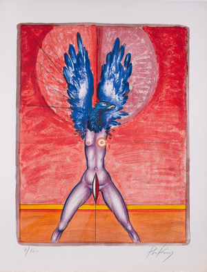Franz Priking, La Femme Oiseau (Nude), Lithograph