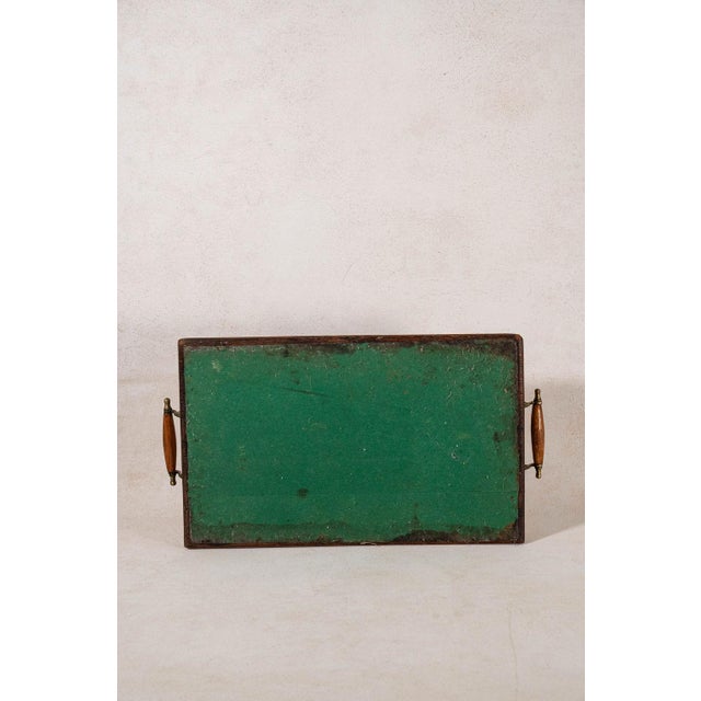 Mid 20th Century Vintage English Oak Handled Tray With Brass Details For Sale - Image 5 of 5