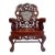 Antique Chinese Rosewood Dragon Armchair – Peranakan Style Carved Chair With Marble Insert, C. Late 19th or Early 20th Century For Sale