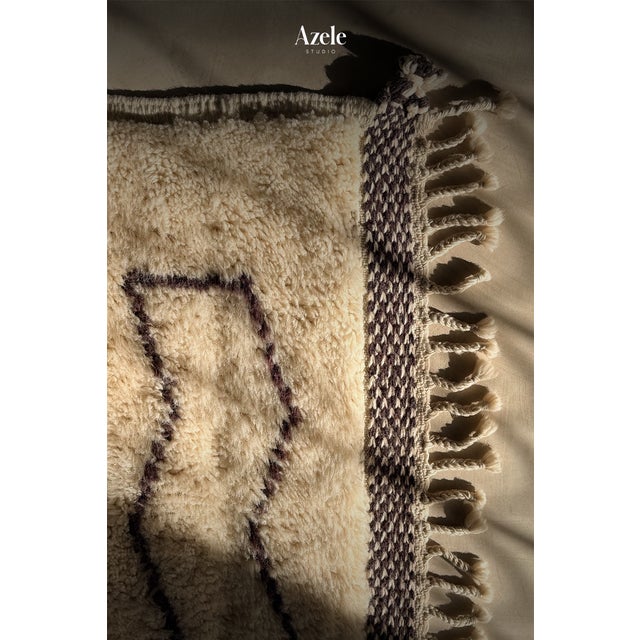 Art Deco Chevron Stripe Hand-Knotted Moroccan Wool Rug | 9'7" X 6'8" | One of a Kind For Sale - Image 3 of 13