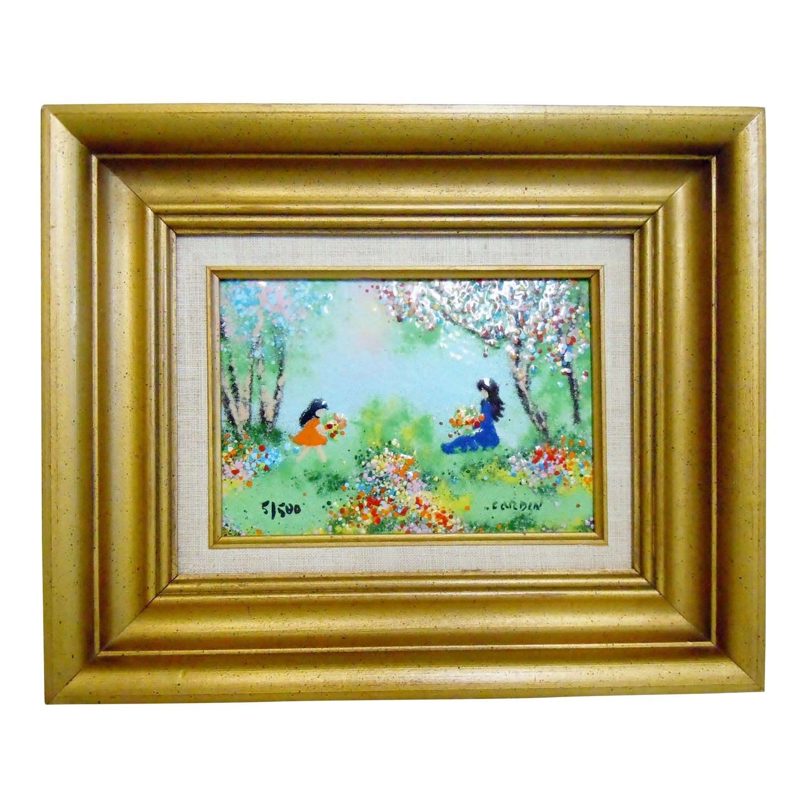 Louis Cardin Painting Enamel on Copper, Signed Chairish