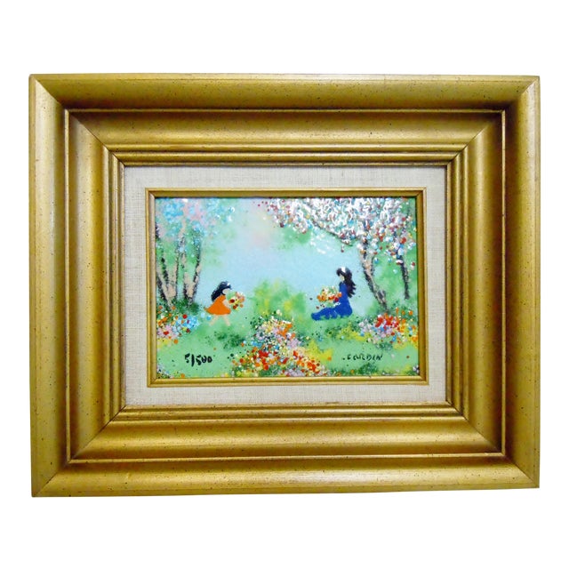 Louis Cardin Painting Enamel on Copper, Signed Chairish