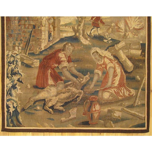 17th Century 17th Century French Rustic Hunting Tapestry For Sale - Image 5 of 5