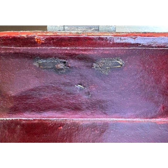 Late 19th Century Chinese Vellum / Parchment Trunk With Original Red Pigskin Interior & Key For Sale - Image 14 of 18
