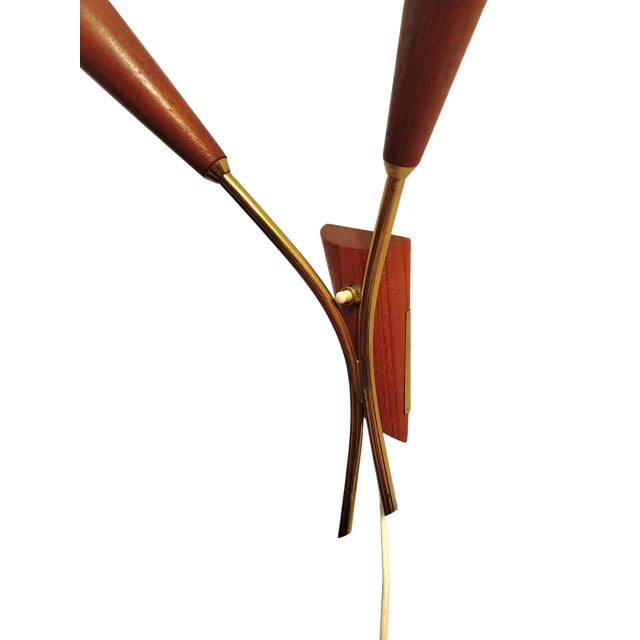 Mid-Century Modern Vintage Danish Teak and Brass Wall Lamp, 1960s For Sale - Image 3 of 6