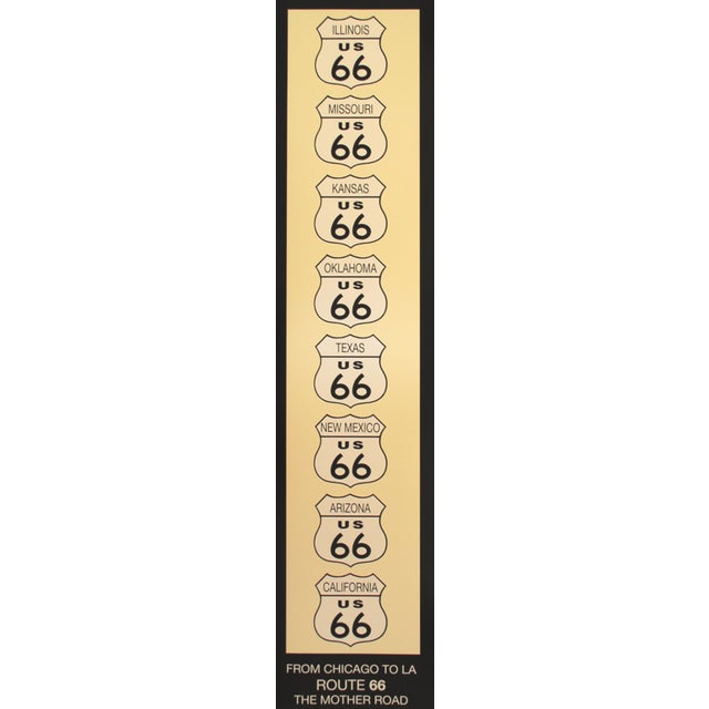 This striking vertical poster by Rod Kennedy celebrates the legendary Route 66—famously known as “The Mother Road.” The...