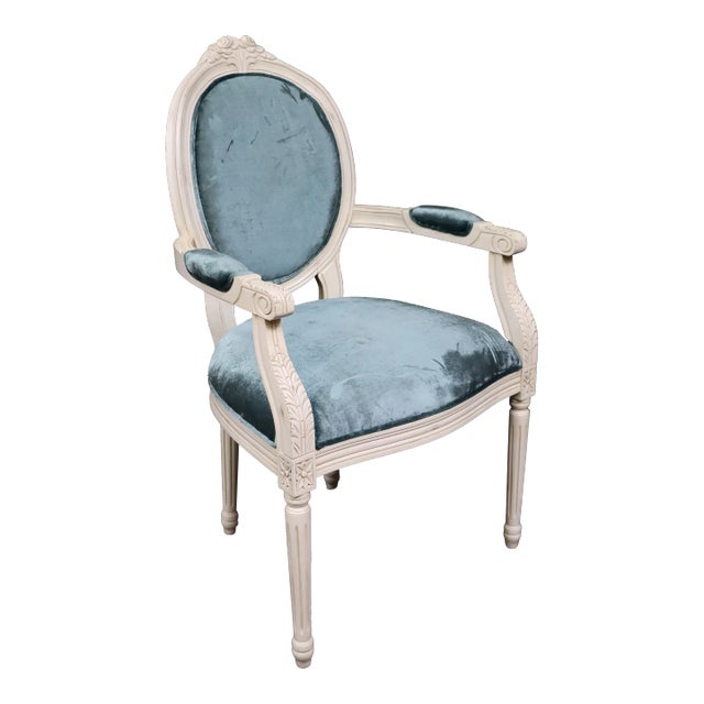 Louis XVI Style Velvet Armchair For Sale