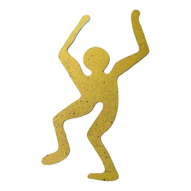 1990s Two-Sided Pop Art Yellow Green Splatter Foam Board Figure Wall Sculpture For Sale