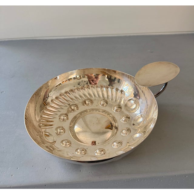 Mid 20th Century Vintage Oversized French Silver Plate Sommelier Tastevin Cup For Sale - Image 5 of 11