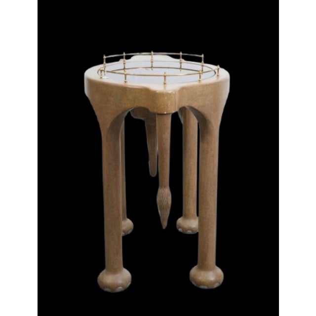 Marge Carson Late 20th Century Marge Carson Hollywood Regency Elephant Bar Cart With Matching Bar Stools, 3 Pieces For Sale - Image 4 of 11