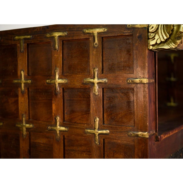 Vintage Indian Carved Wood Gold Pegasus Damchiya Daybed Hope Chest For Sale - Image 11 of 13