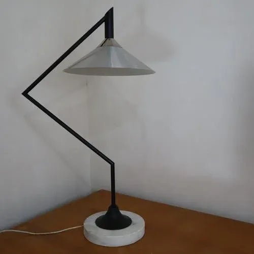 Vintage Sarfatti Style Table Lamp with Marble Base, 1970s For Sale - Image 5 of 6