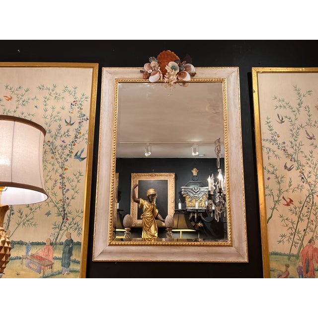 Italian Grotto Style Painted and Parcel Gilt Framed Wall Mirror With ...