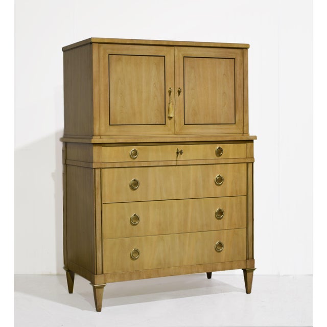 Transitional Mid Century Directoire Style Highboy Dresser by John Widdicomb For Sale - Image 3 of 12