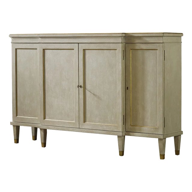 Regency Antiqued Gray Painted Credenza For Sale