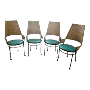 Arthur Umanoff MCM Rattan Dining Chairs for Shaver Howard- Set of 4