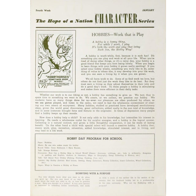 1937 American Hope of a Nation Poster Series, Hobbies (Hobbyhorses) For Sale - Image 4 of 4
