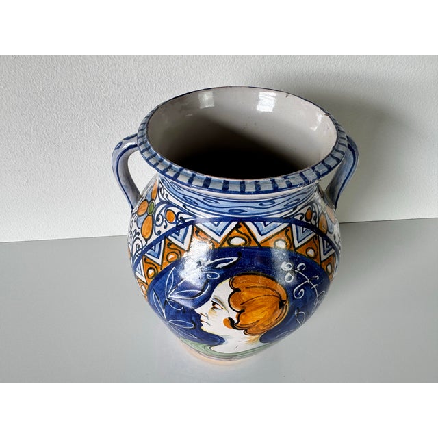 Vintage Hand-Painted Italian Ceramic Urn / Vase/ Sold For Sale In Miami - Image 6 of 11