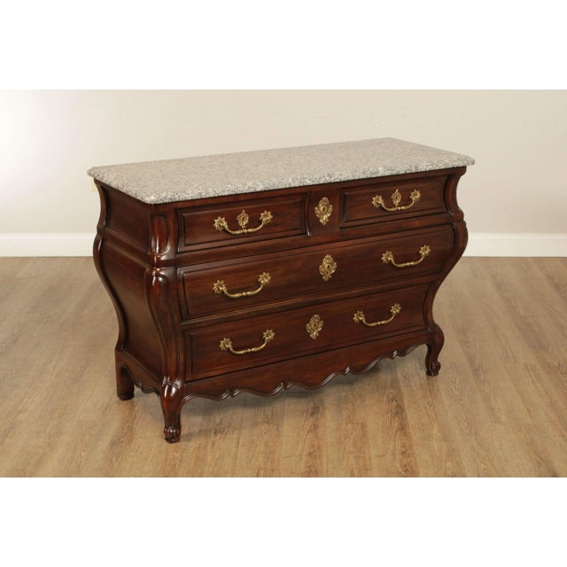 High Quality Solid Cherry Wood Bombe Chest with Dovetailed Drawers and Granite Top