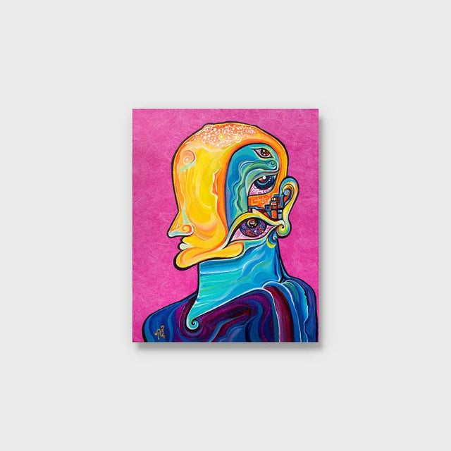 This is a one-of-a-kind original cubist painting by San Diego artist, Alexander Arshansky. Its dimensions are 16"x20"x2"....