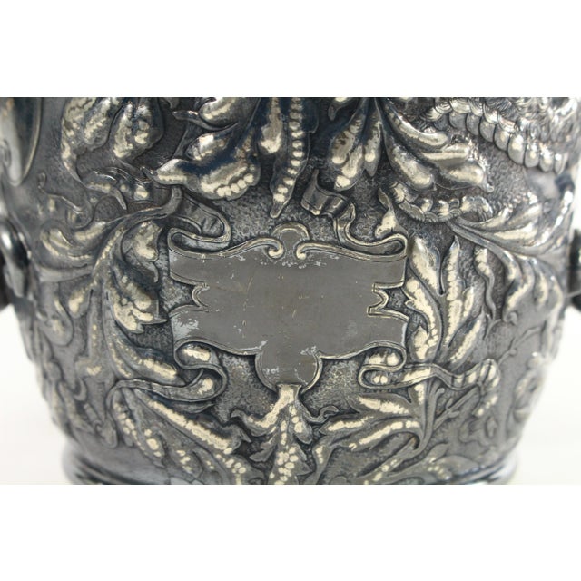 1800's Rare Reed & Barton Silvered Embossed Trophy Urn Vase Fenix Bird, Blank For Sale - Image 9 of 18