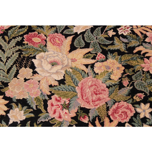 Shabby Chic Foliate 1990's Pak-Persian Black/Black Wool Rug - 9'0'' X 12'1''V For Sale - Image 4 of 9