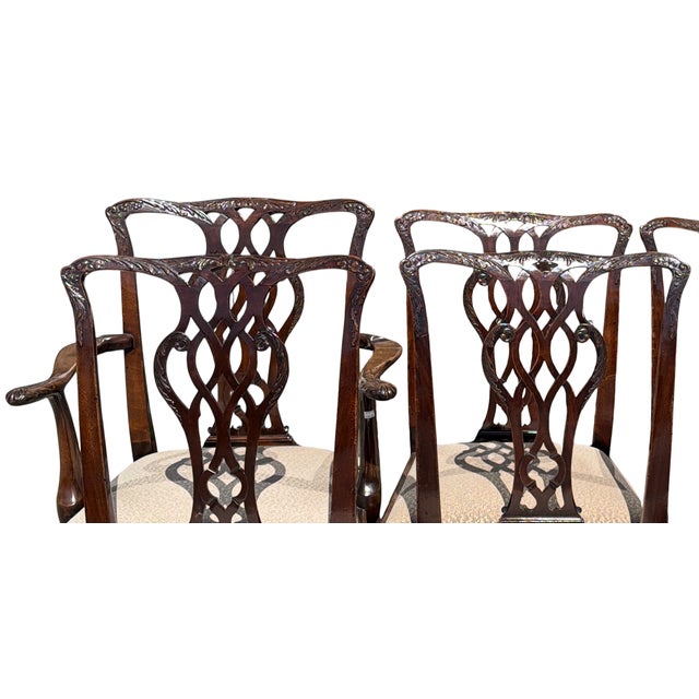 Chippendale Set of 8 Antique Early 19th C Chippendale Mahogany Dining Chairs For Sale - Image 3 of 5