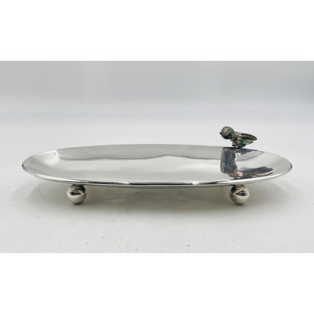 Los Castillo Vintage Footed Tray With Abalone Bird by Los Castillo, Mexican Modernism For Sale - Image 4 of 18
