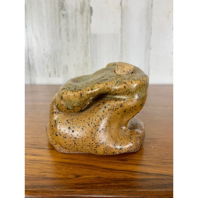 Studio crafted freeform ceramic weed pot with speckled glaze 1960s