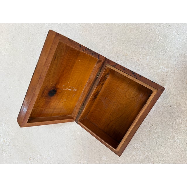 Wood Vintage Wooden Trinket Box With Herringbone Pattern For Sale - Image 7 of 9